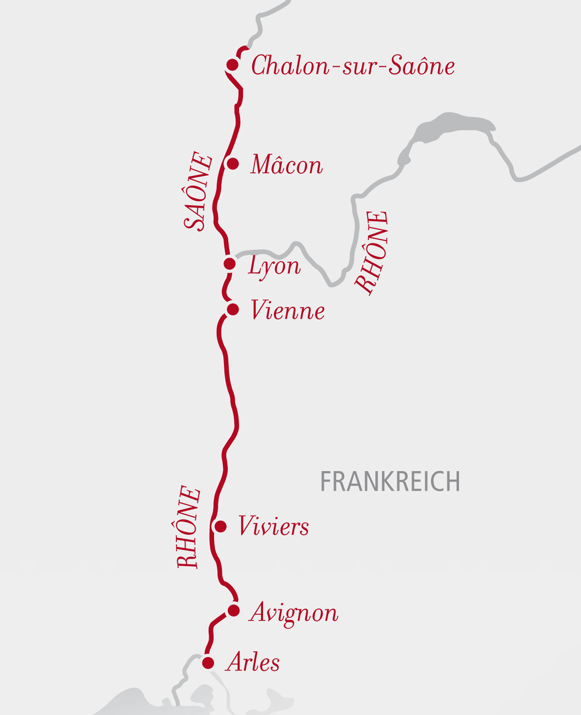 AROSA Rhone cruise map